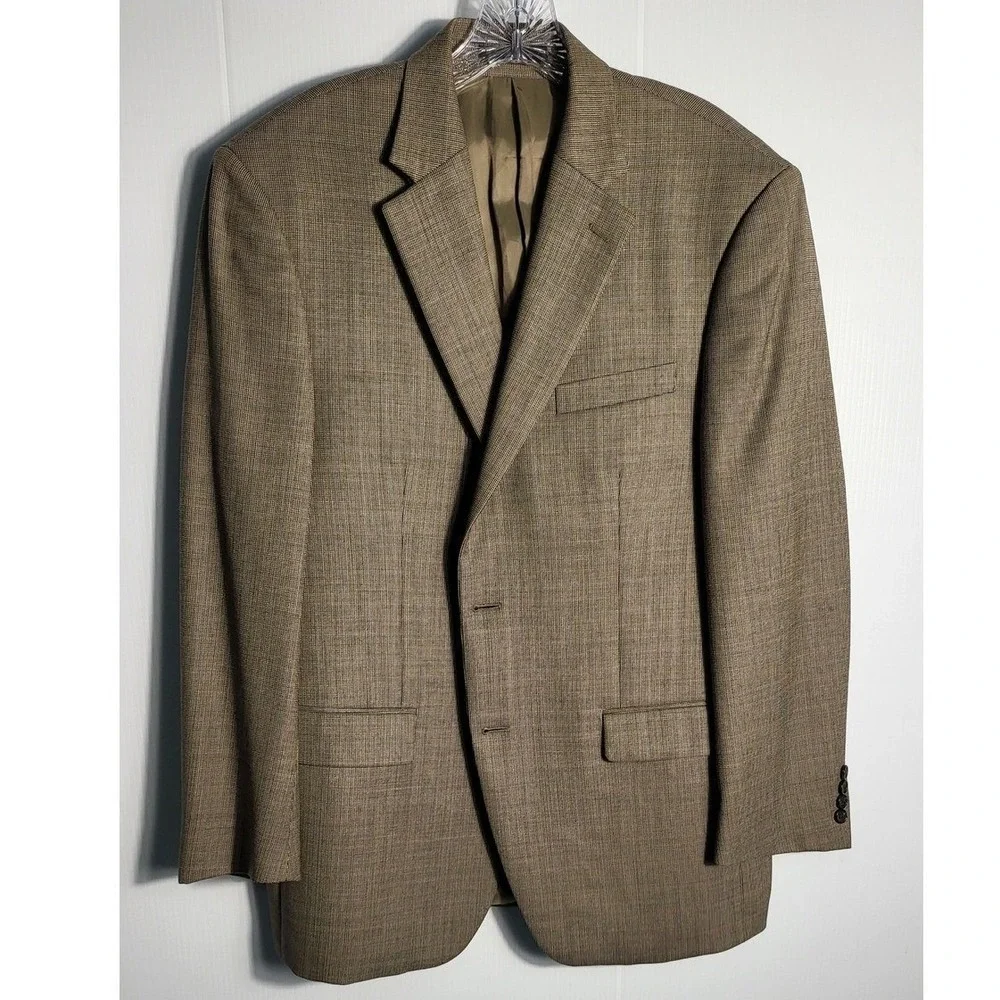 Lauren Ralph Lauren Men's Wool BlazerJacket Size 41R Brown Plaid Business Casual